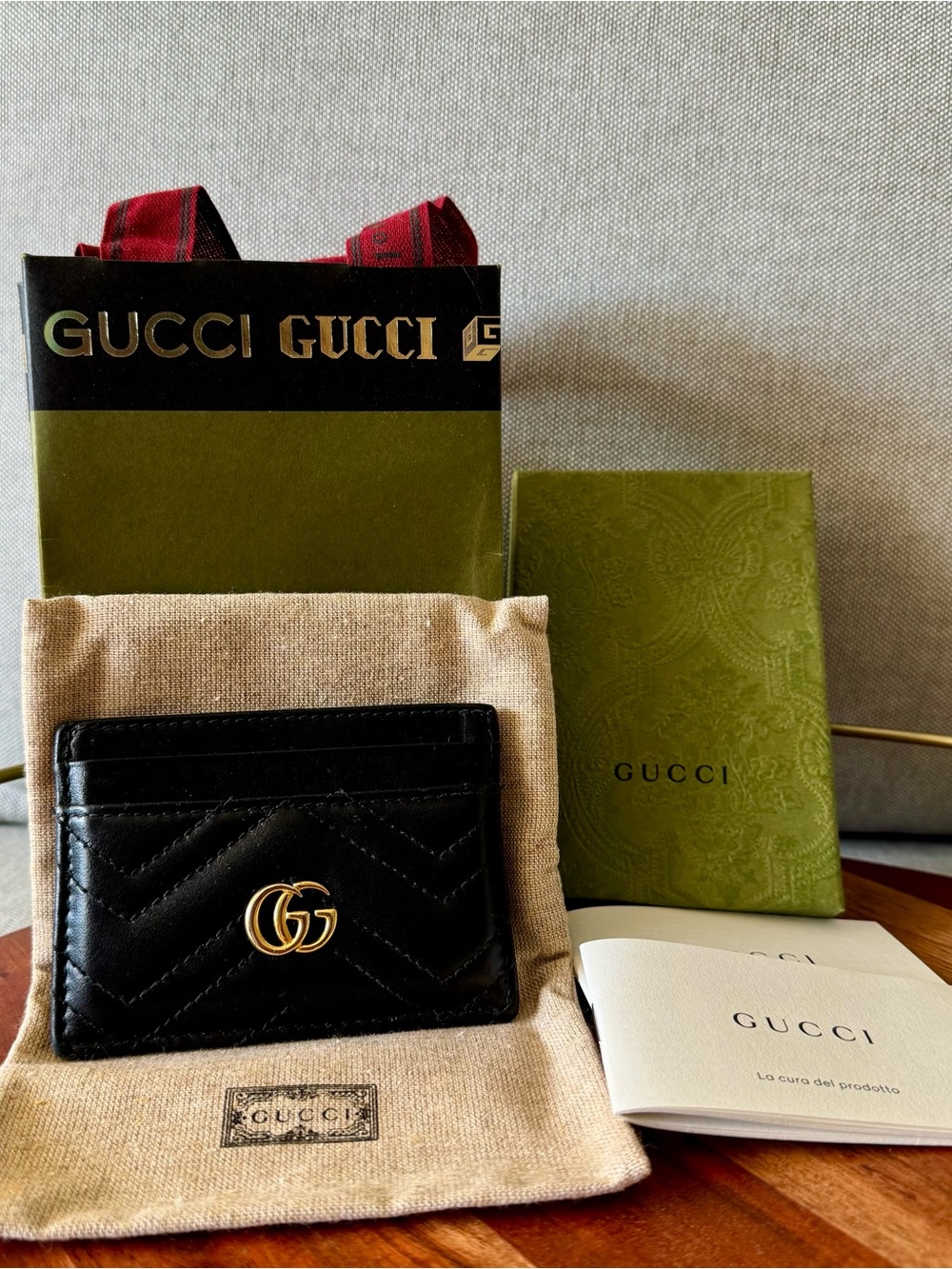 Gucci Black GG Marmont Quilted Leather Card Case